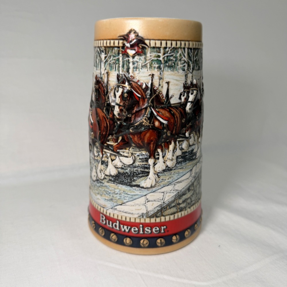 Vintage 1988 Budweiser CS88 Clydesdales Holiday Beer Stein Collector Series